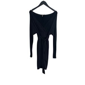 Tart Collections Jersey Wrap Mini Dress Tie Waist Black